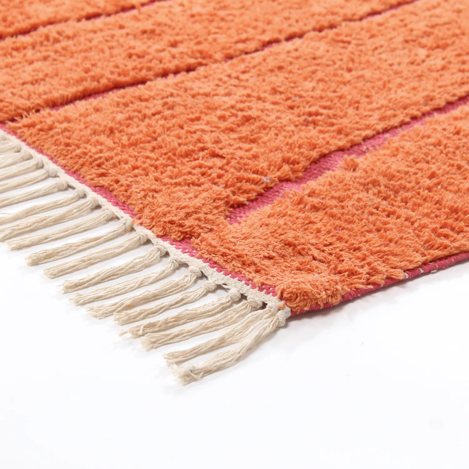 Ryamattor - Sivia Natural Cotton Shaggy (röd/orange)