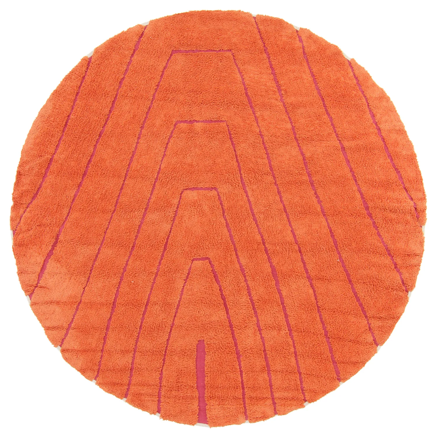 Rund matta - Sivia Natural Cotton Shaggy (röd/orange)