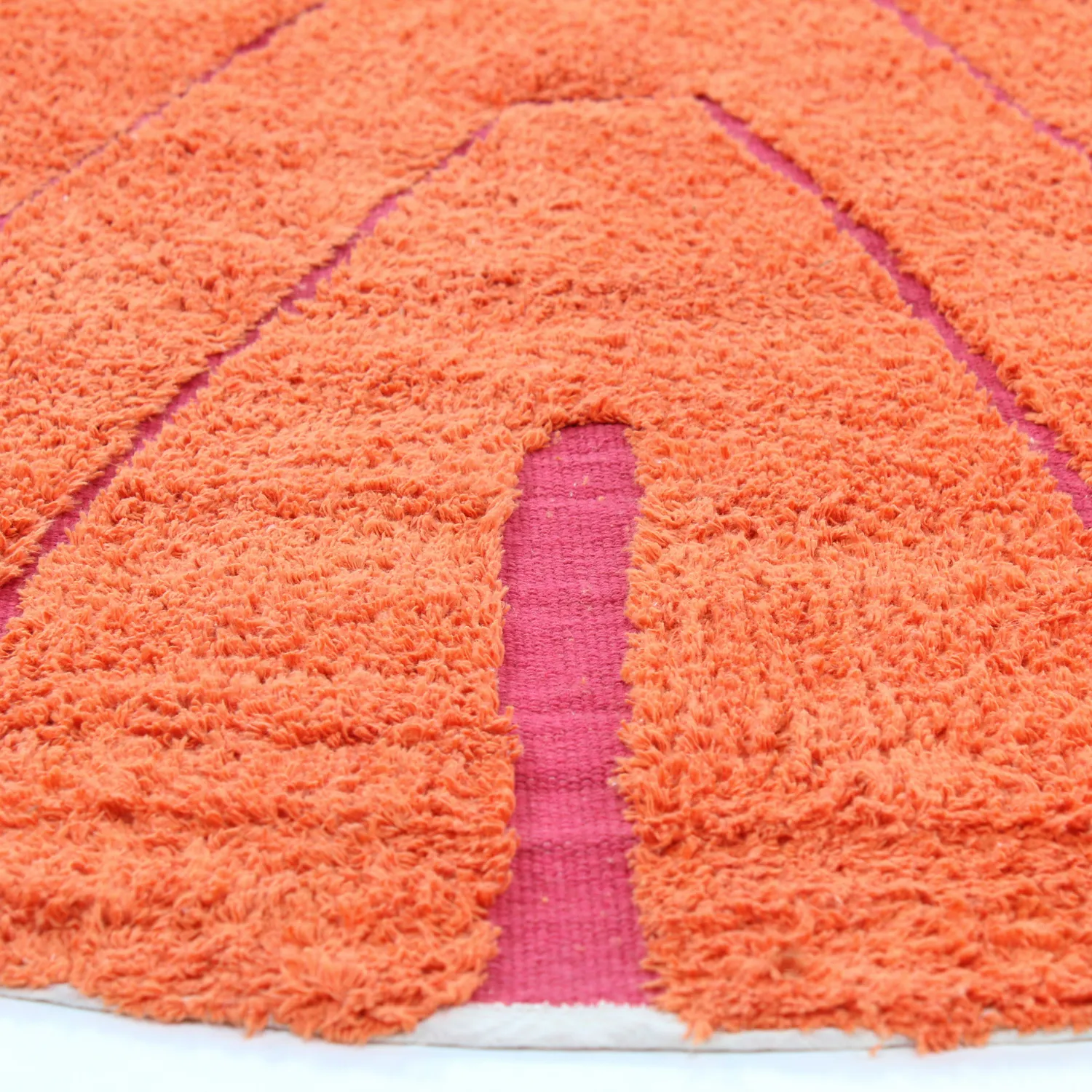 Rund matta - Sivia Natural Cotton Shaggy (röd/orange)