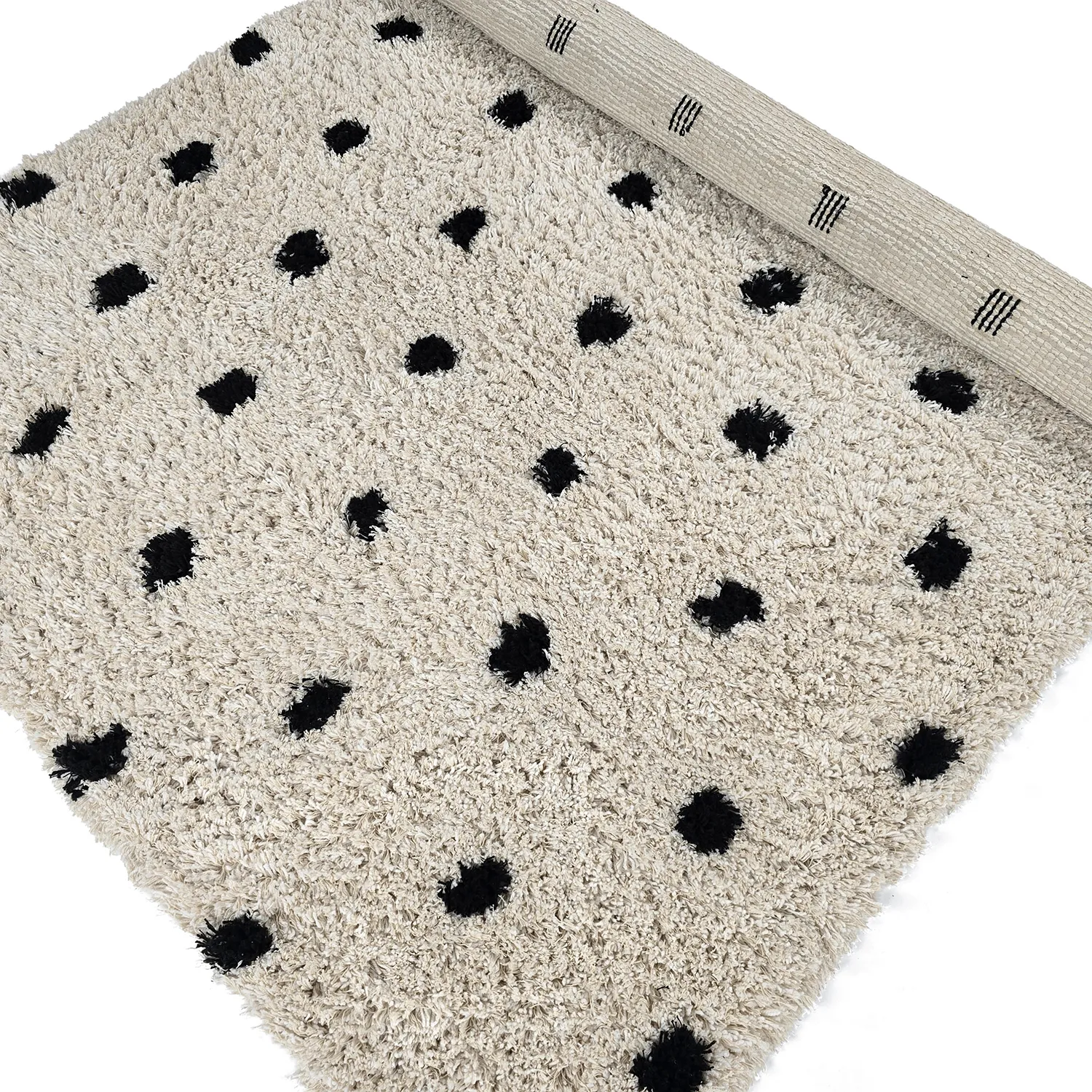 Ryamattor - Soria Natural Cotton Shaggy (offwhite/svart)
