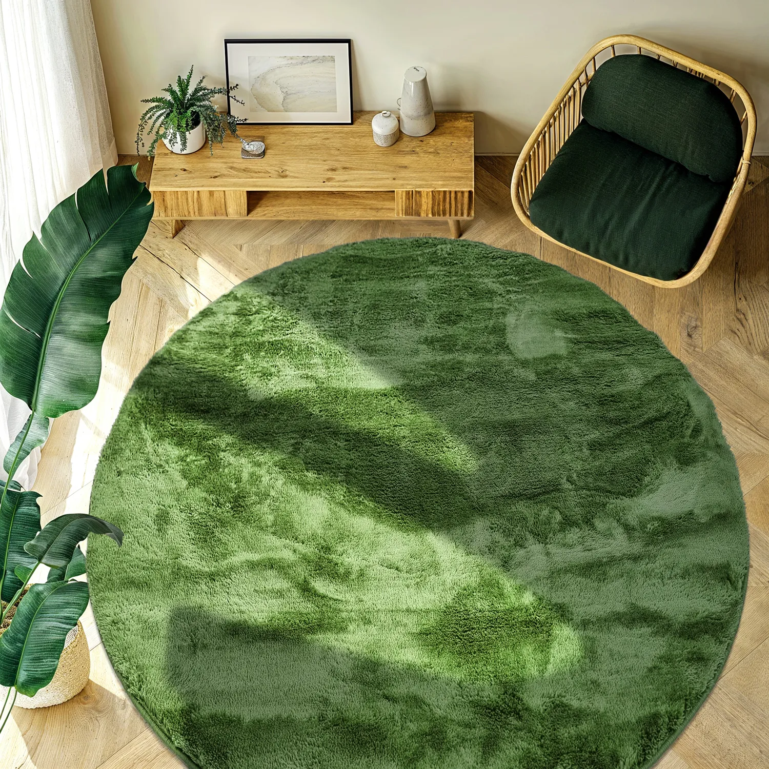 Runda mattor - Aranga Super Soft Fur (oliv)