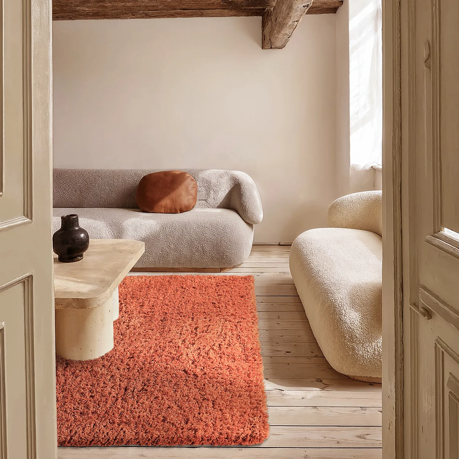 Ryamattor - Combarro Solid Cotton Shaggy (ljusorange)