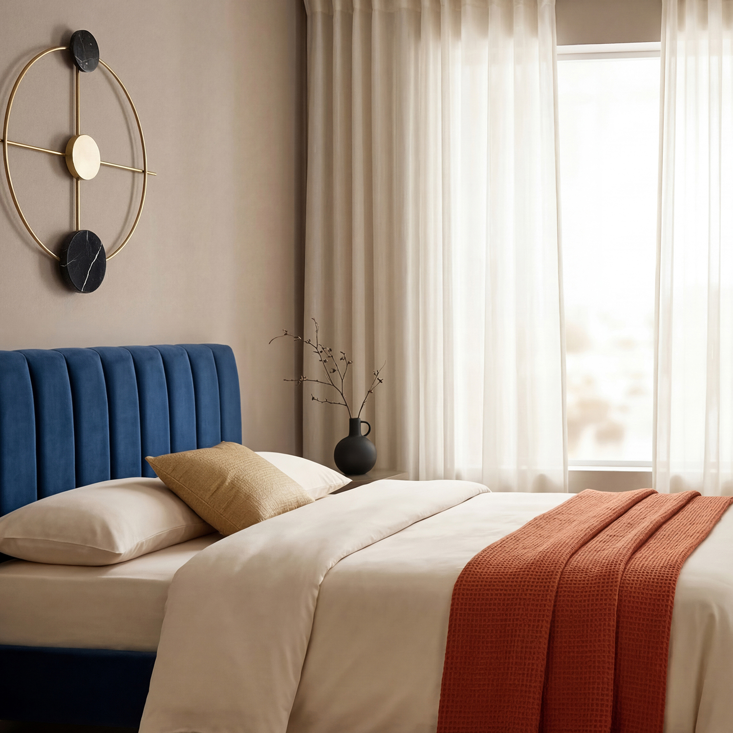 Gardiner 2-Pack - Bomullsgardin Selena (beige) (Storlek: 140 x 300 cm)