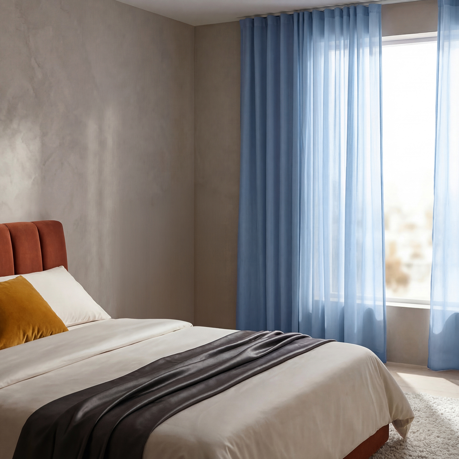 Gardiner 2-Pack - Bomullsgardin Selena (blå) (Storlek: 140 x 250 cm)