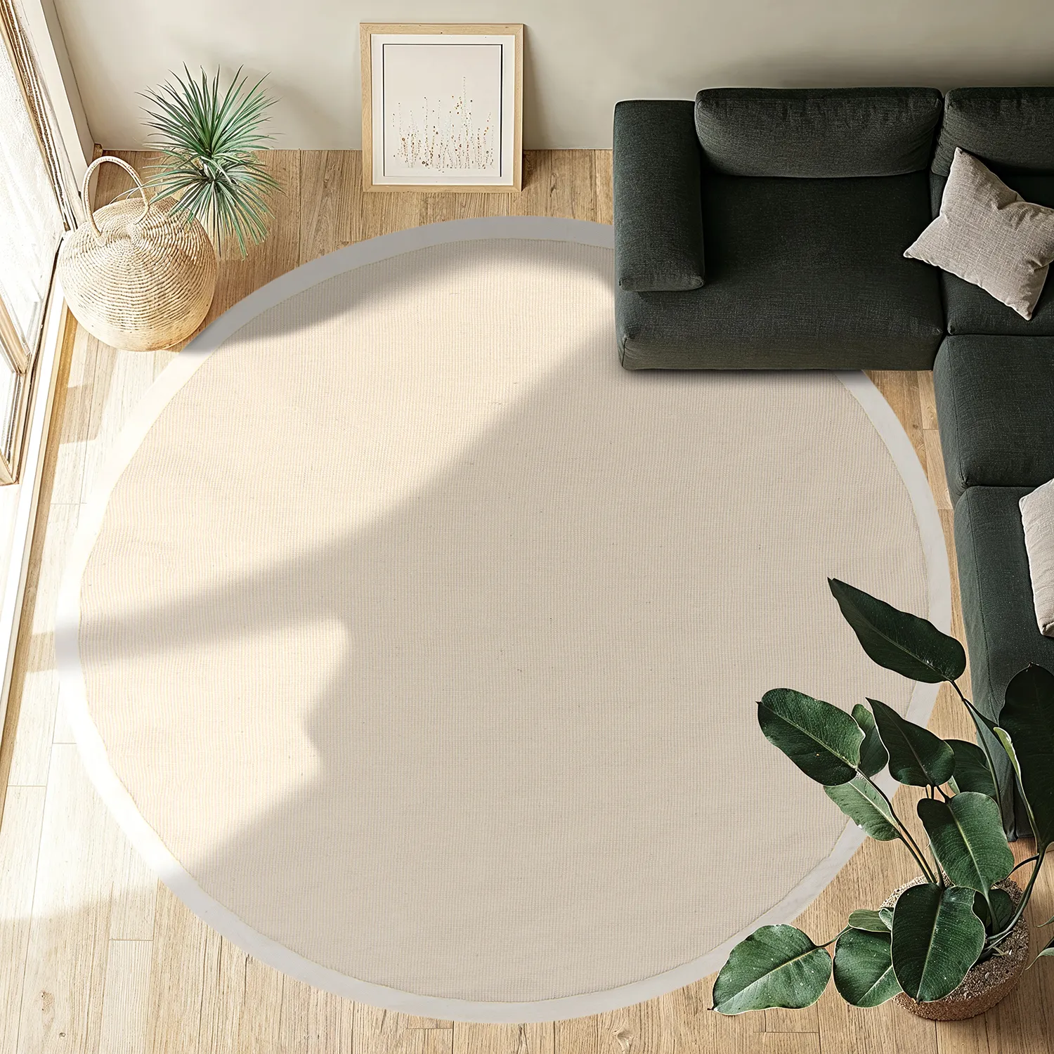 Rund matta (sisal) - Agave (naturvit)