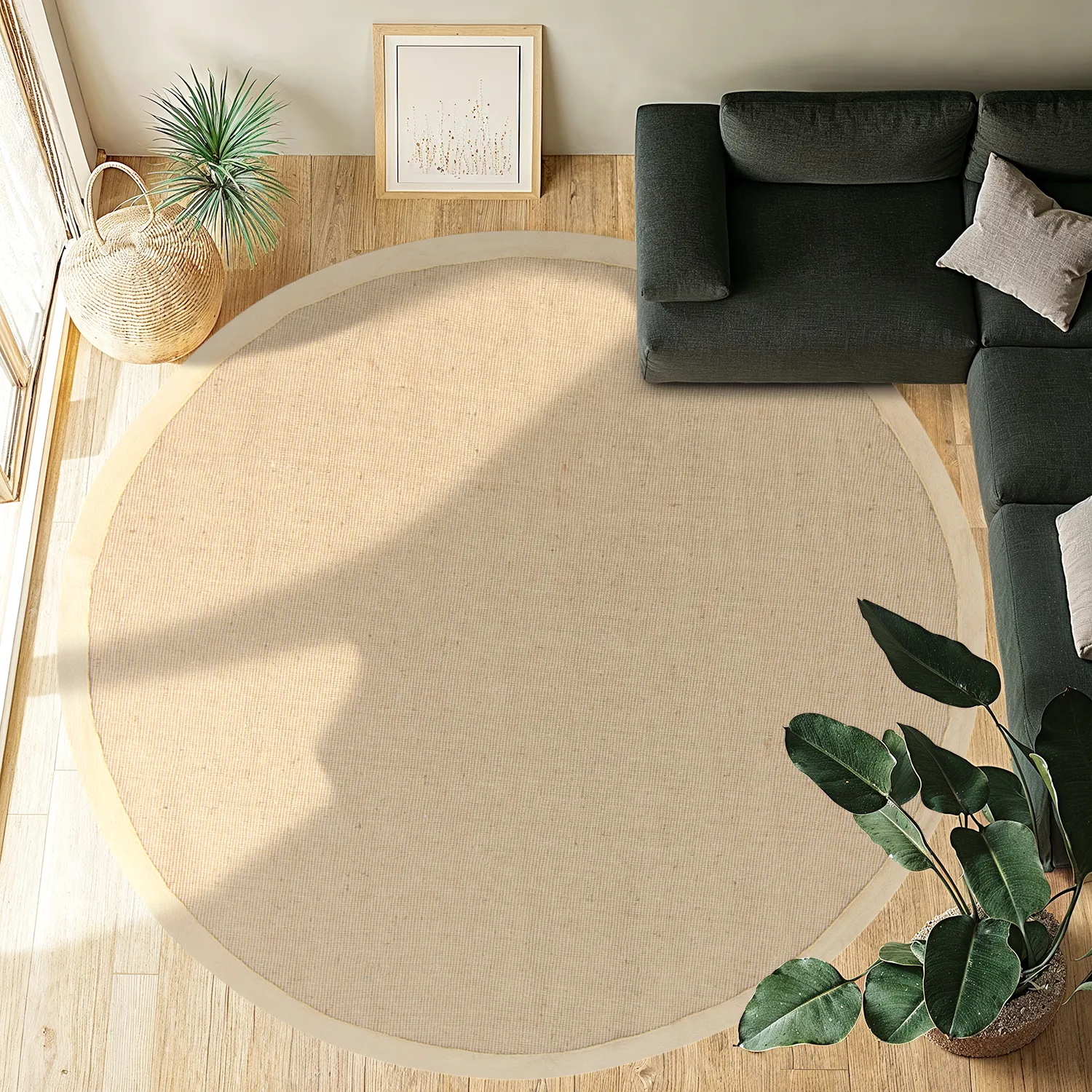 Rund matta (sisal) - Agave (beige/beige)