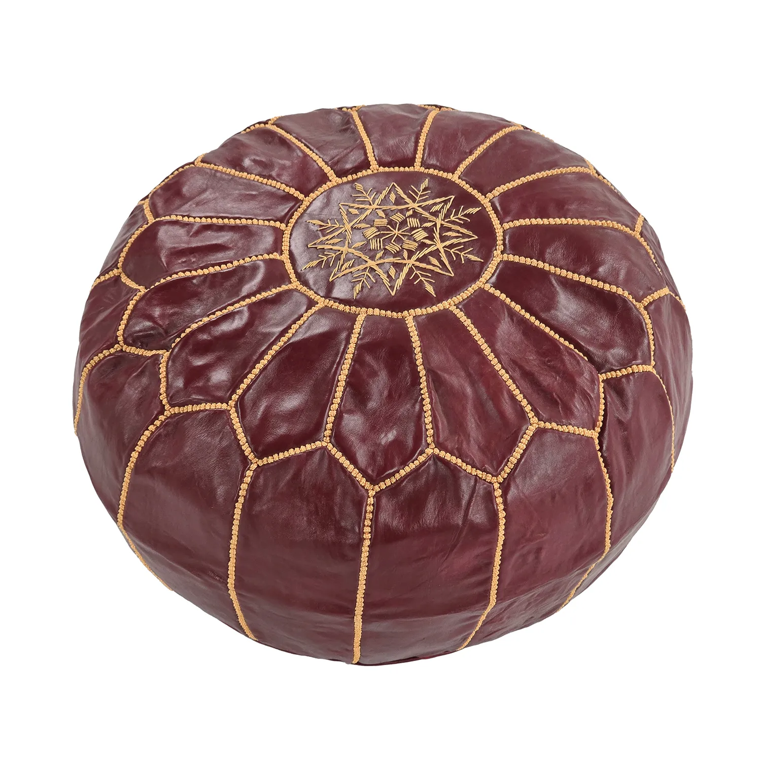 Sittpuff - Marockansk läderpuff (vinröd)