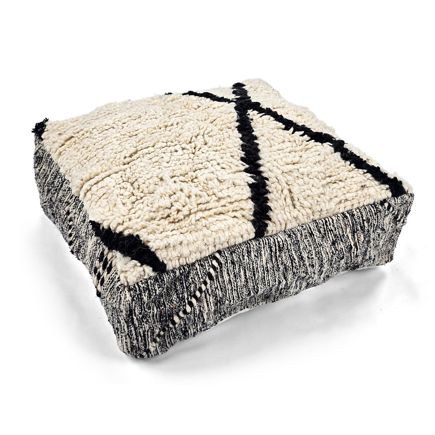 Sittpuff - Marockansk Beni Ourain 017 (Storlek: 60 x 60 cm)