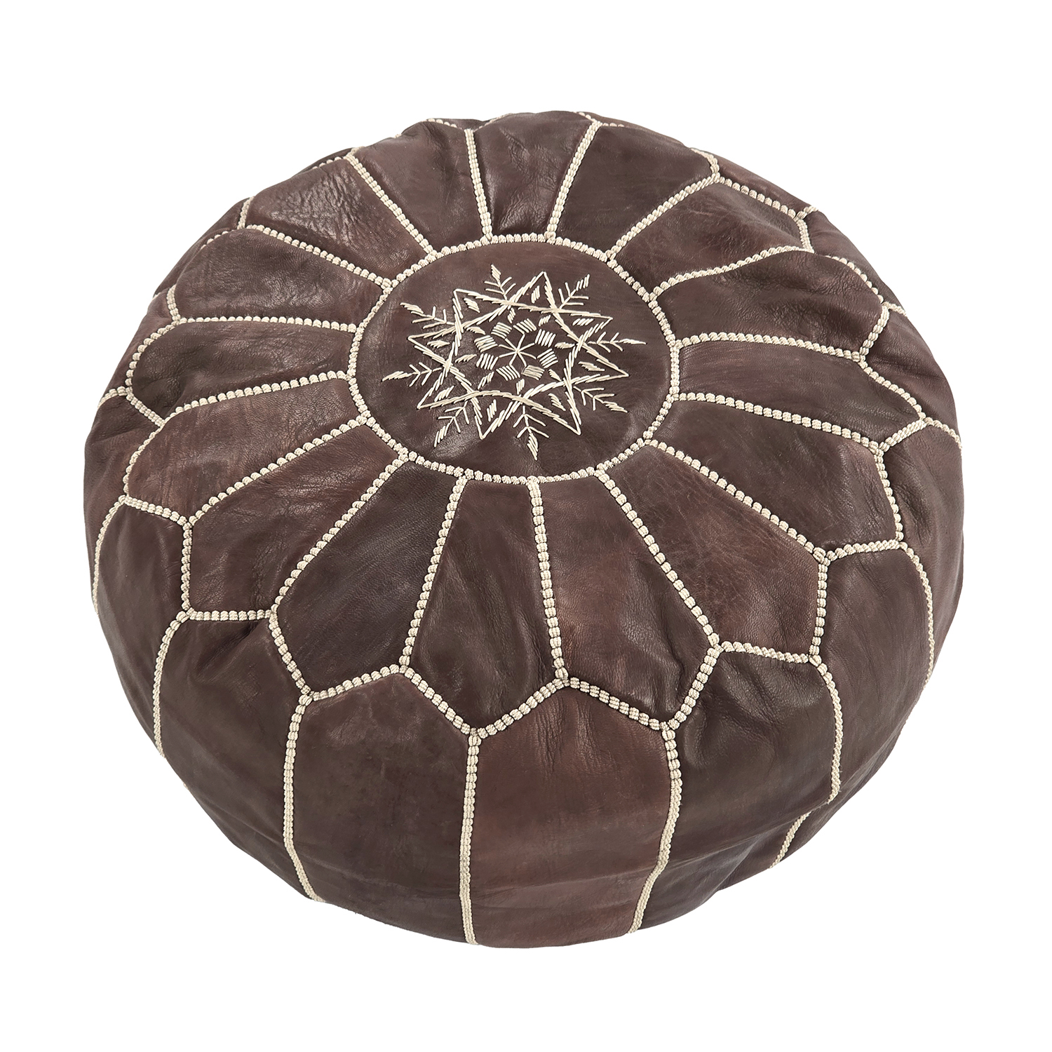 Sittpuff - Marockansk läderpuff (mörkbrun) (Storlek: Standard)