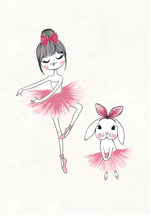 Barnmatta - Dancing ballerinas (rosa)