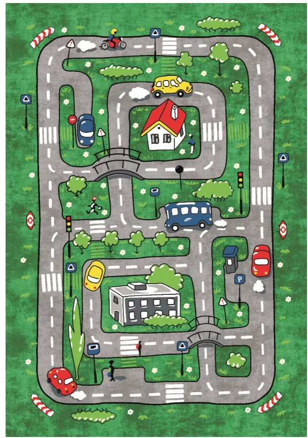 Barnmatta - Village Road (grön)