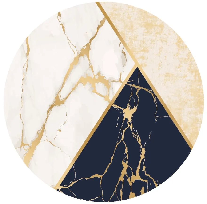 Rund matta - Canelli (beige/vit/blå)