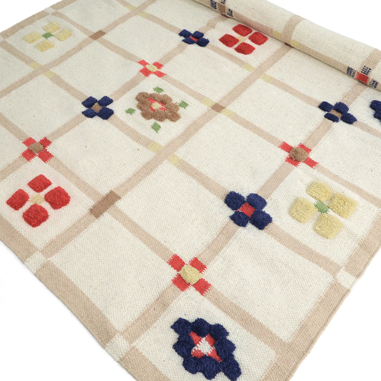 Ullmatta - Lausanne Flatweave Tufted Premium (vit/beige)