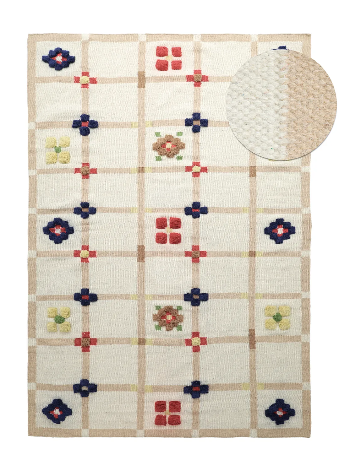 Ullmatta - Lausanne Flatweave Tufted Premium (vit/beige)