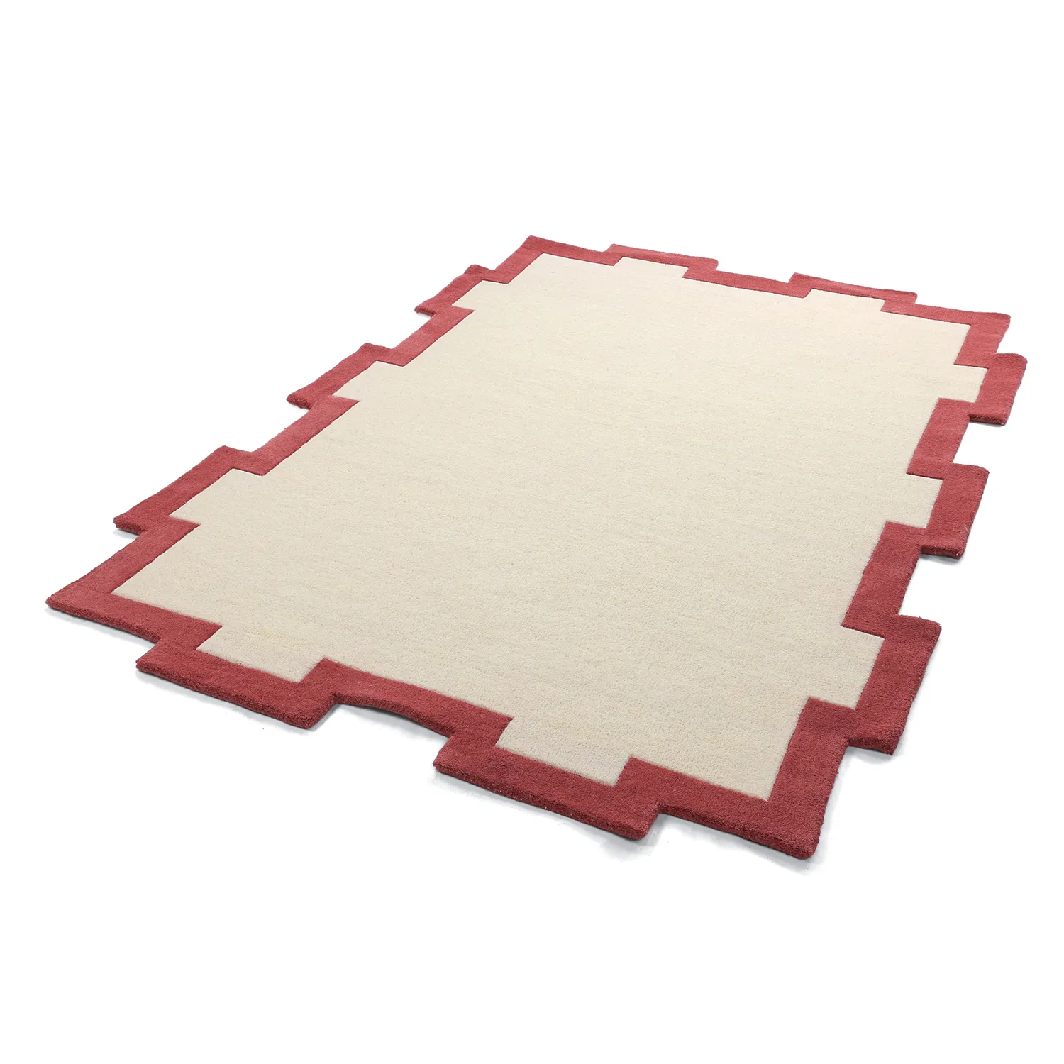 Ullmatta - Agra Hand Tufted Wool Premium (creme/röd)