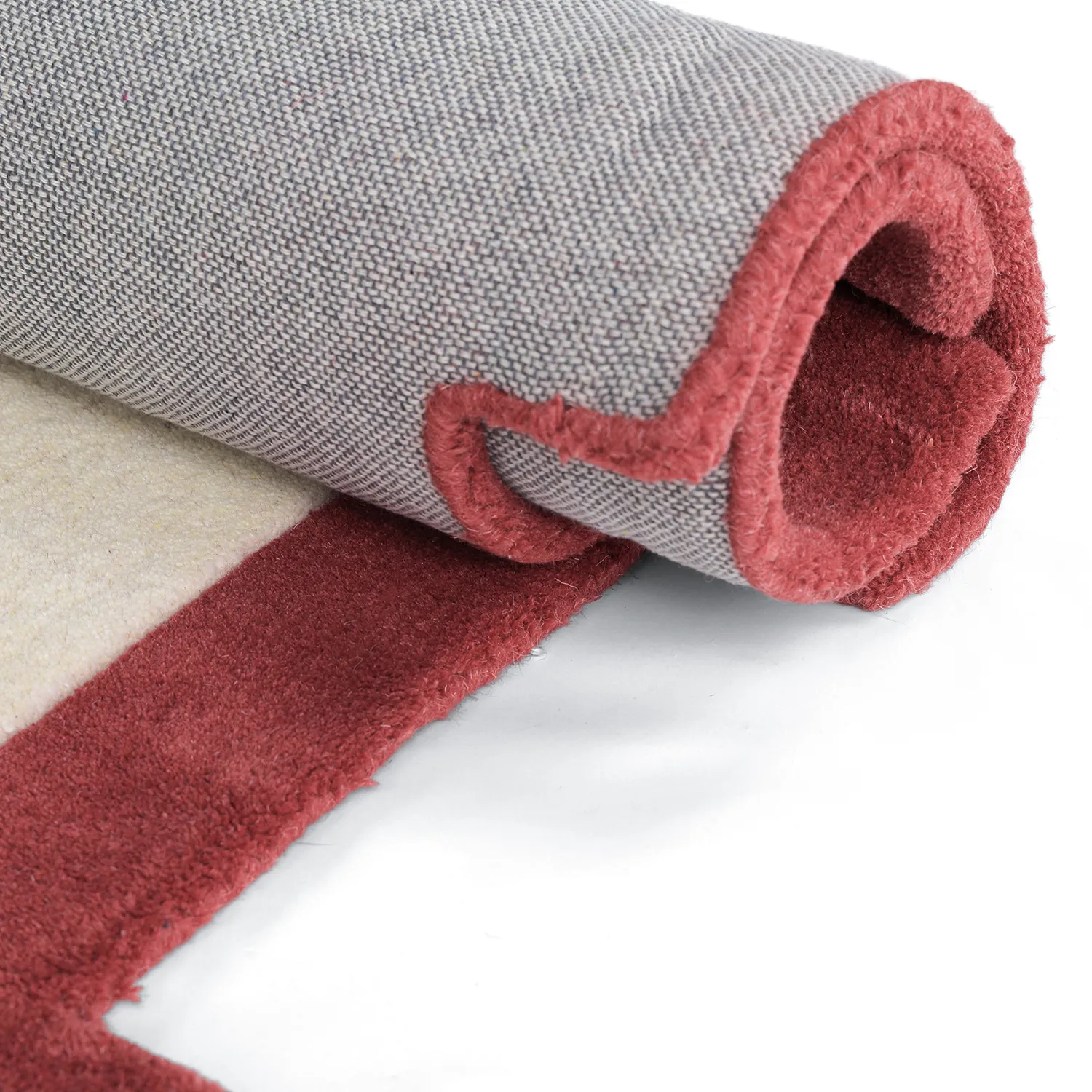 Ullmatta - Agra Hand Tufted Wool Premium (creme/röd)