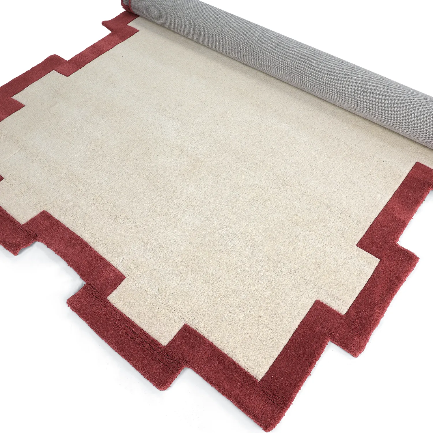 Ullmatta - Agra Hand Tufted Wool Premium (creme/röd)