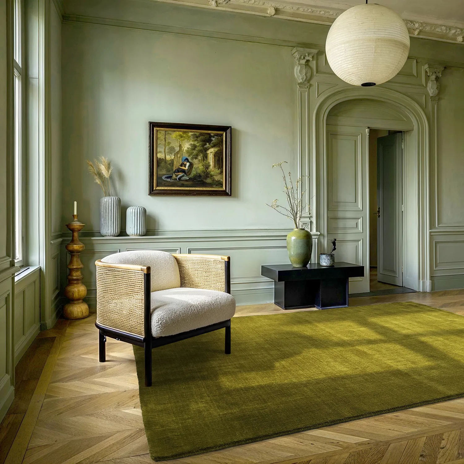 Ullmatta - Rozel Handloom Wool Premium (mossgrön)