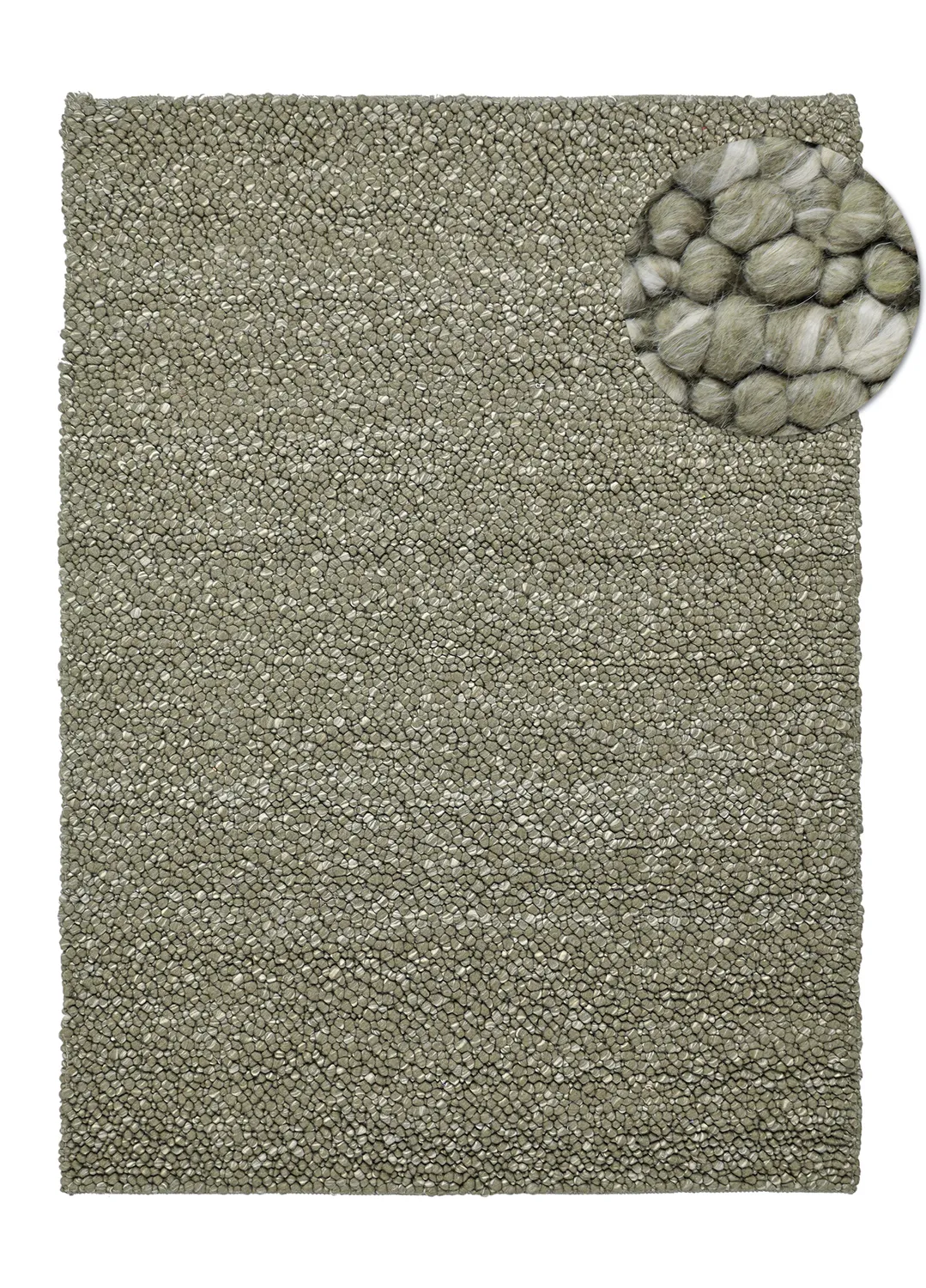 Ullmatta - Sala Irregular Wool Bubble (mossgrön/vitmelerad)
