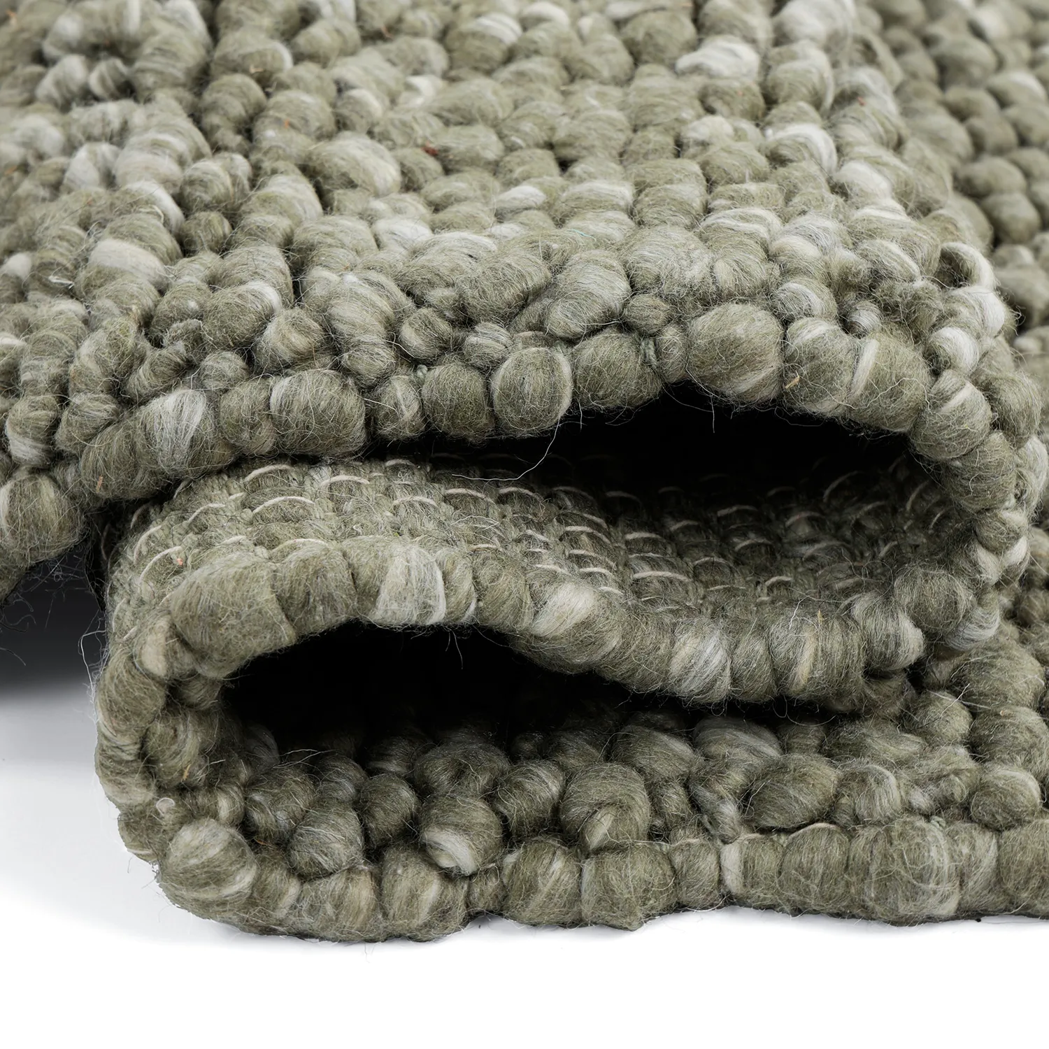 Ullmatta - Sala Irregular Wool Bubble (mossgrön/vitmelerad)