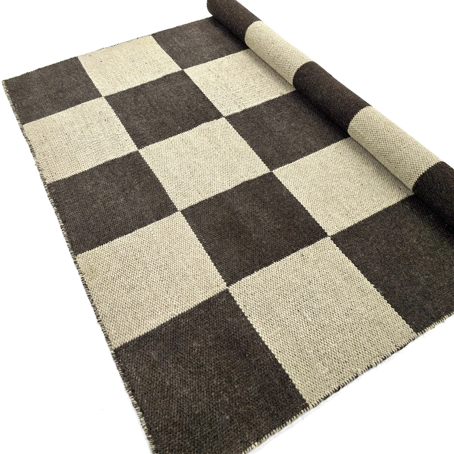 Ullmatta - Scacco (svart/beige)