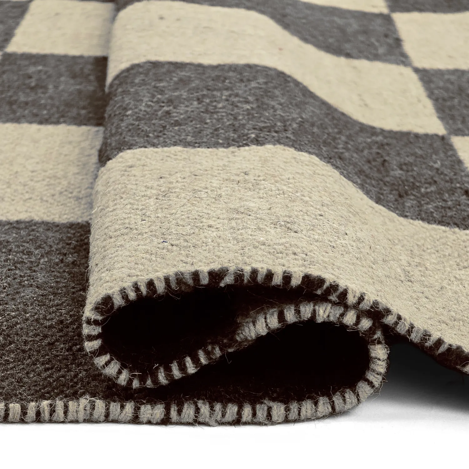 Ullmatta - Scacco (svart/beige)
