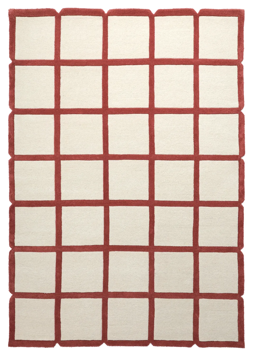 Ullmatta - Syl Hand Tufted Wool Premium (röd/vit)