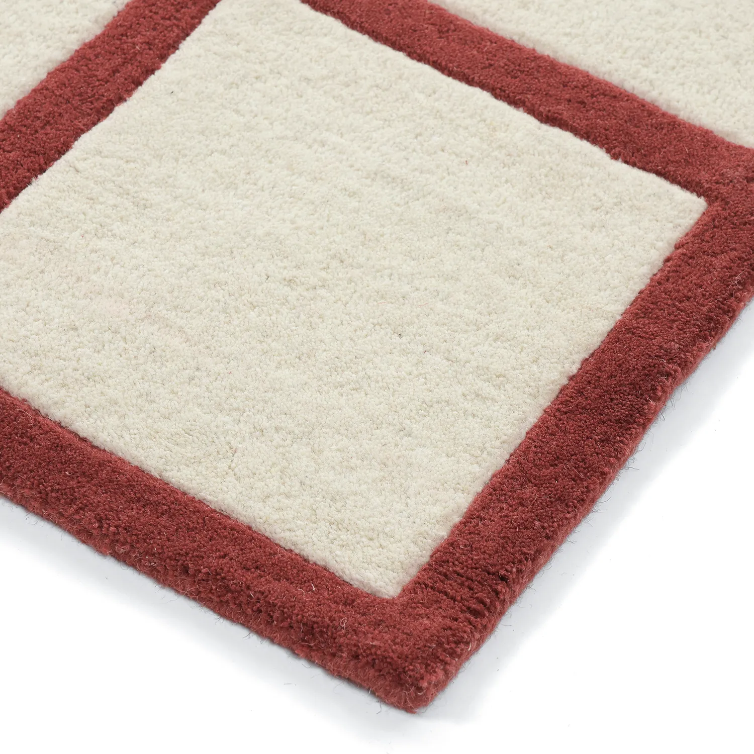 Ullmatta - Syl Hand Tufted Wool Premium (röd/vit)