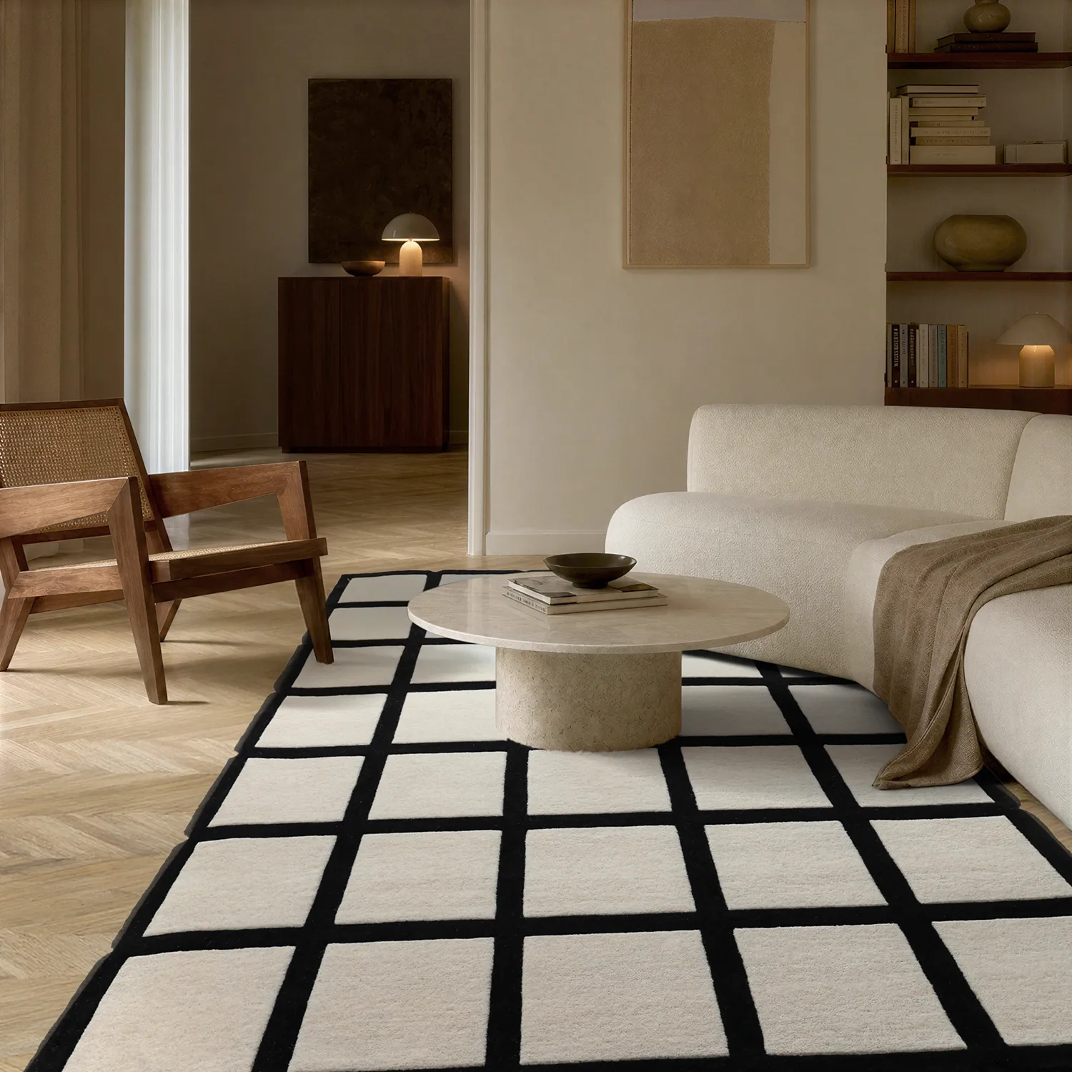 Ullmatta - Syl Hand Tufted Wool Premium (svart/vit)