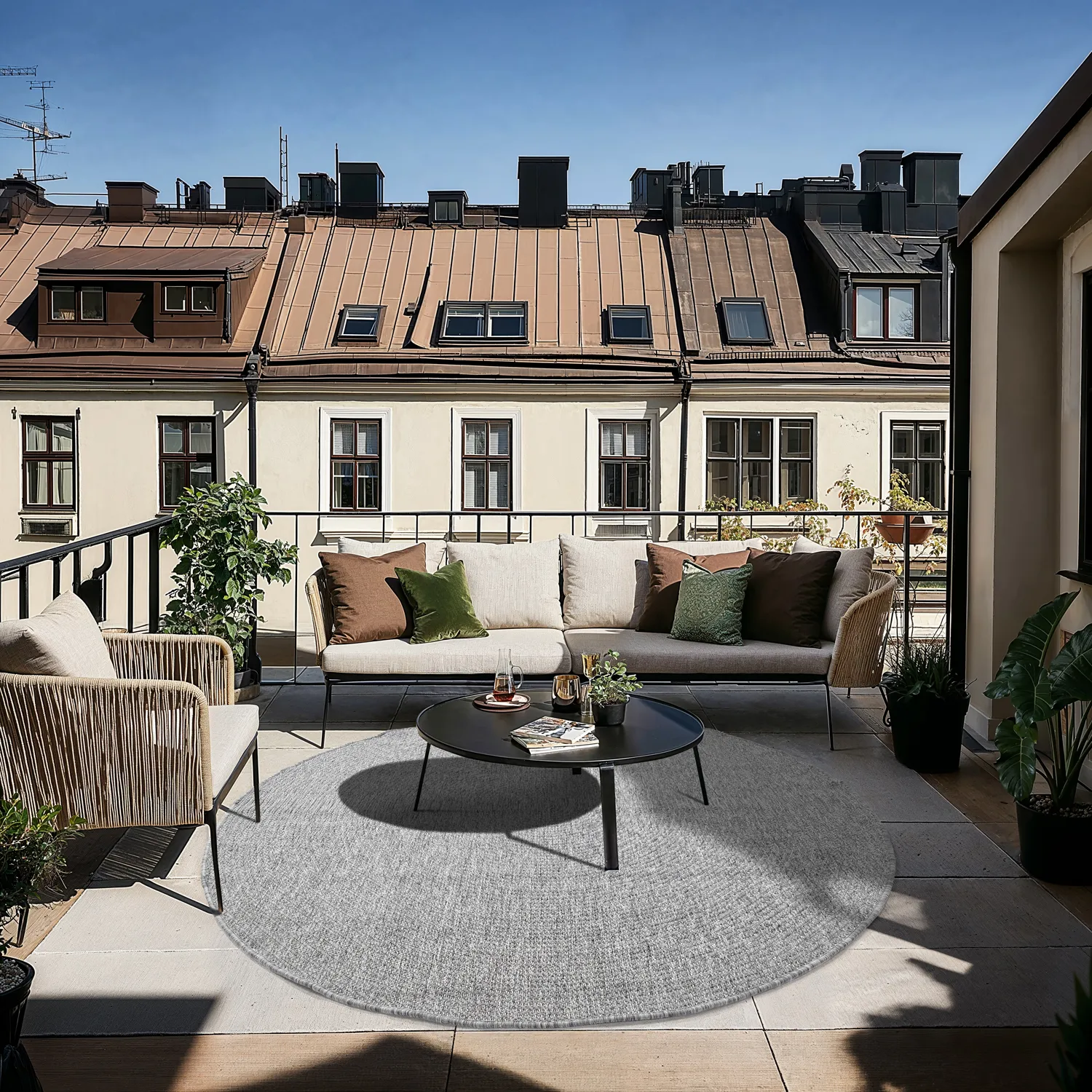 Rund matta - Indoor/Outdoor Arlo (grå)
