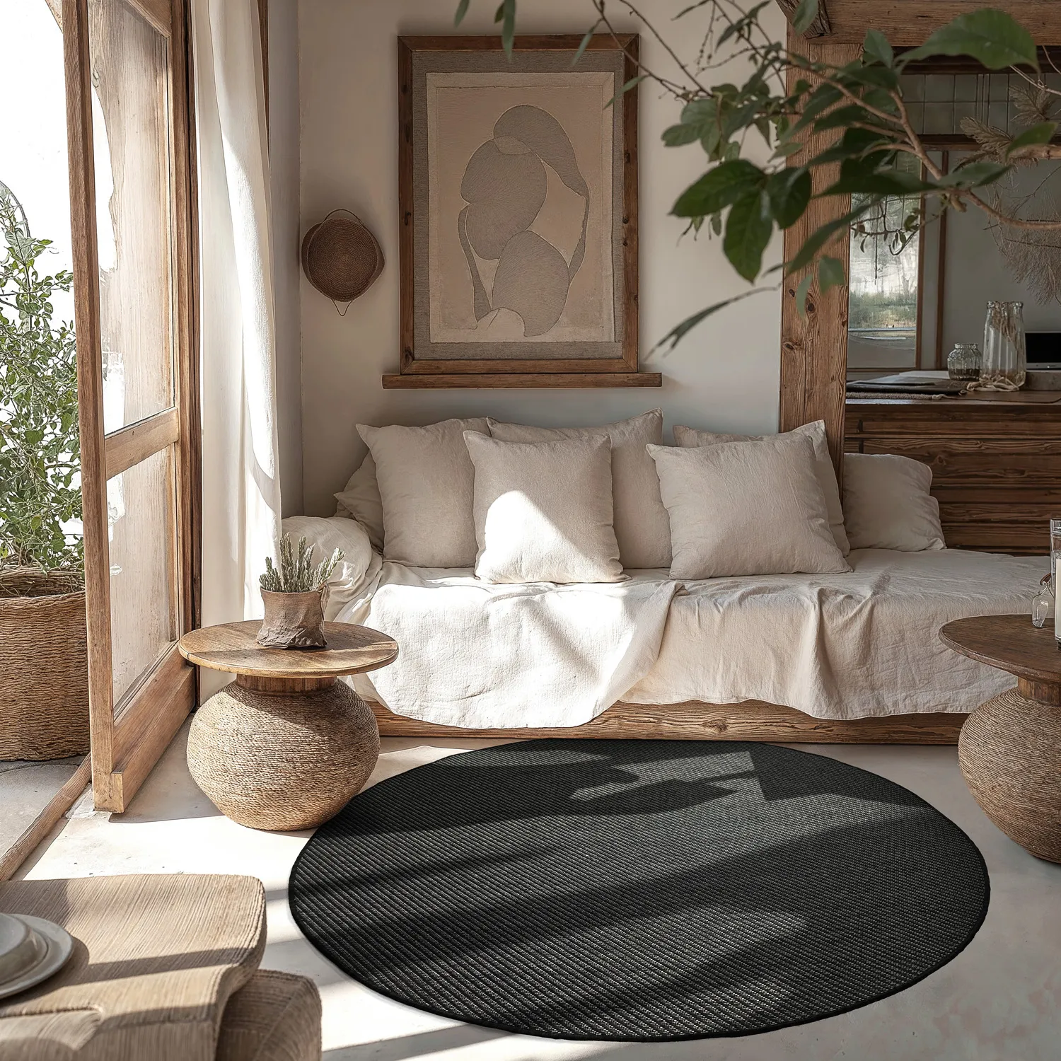 Rund matta - Indoor/Outdoor Bennett (svart)