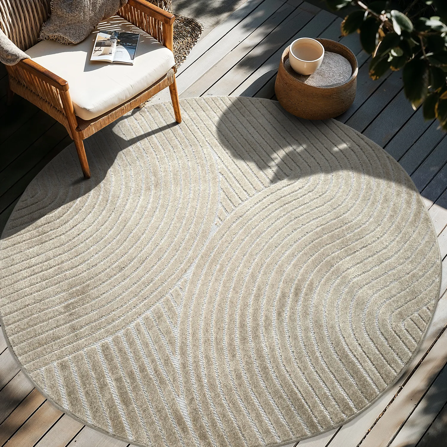 Rund matta - Indoor/Outdoor Devon (beige)