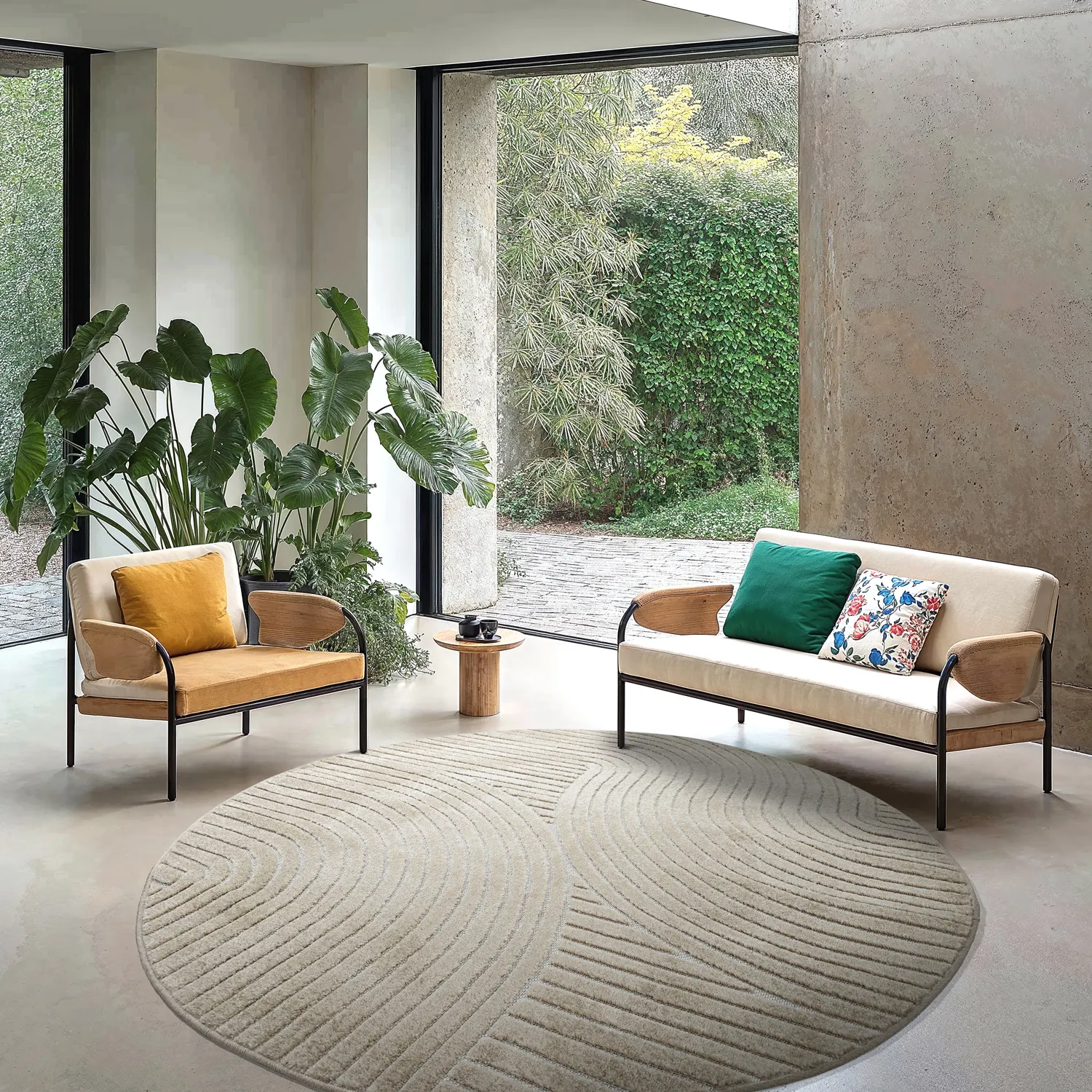 Rund matta - Indoor/Outdoor Devon (beige)