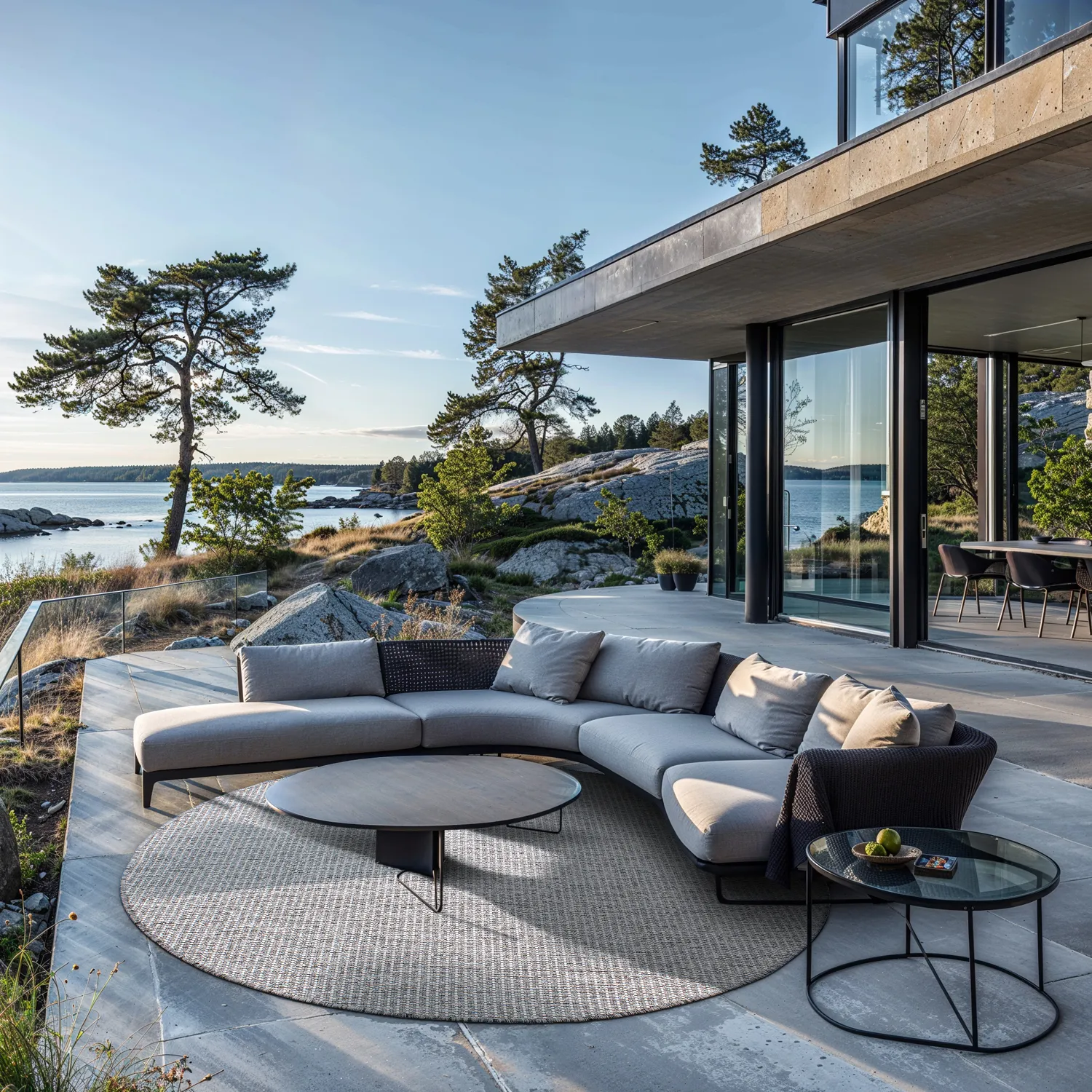 Rund matta - Bergen (silver)