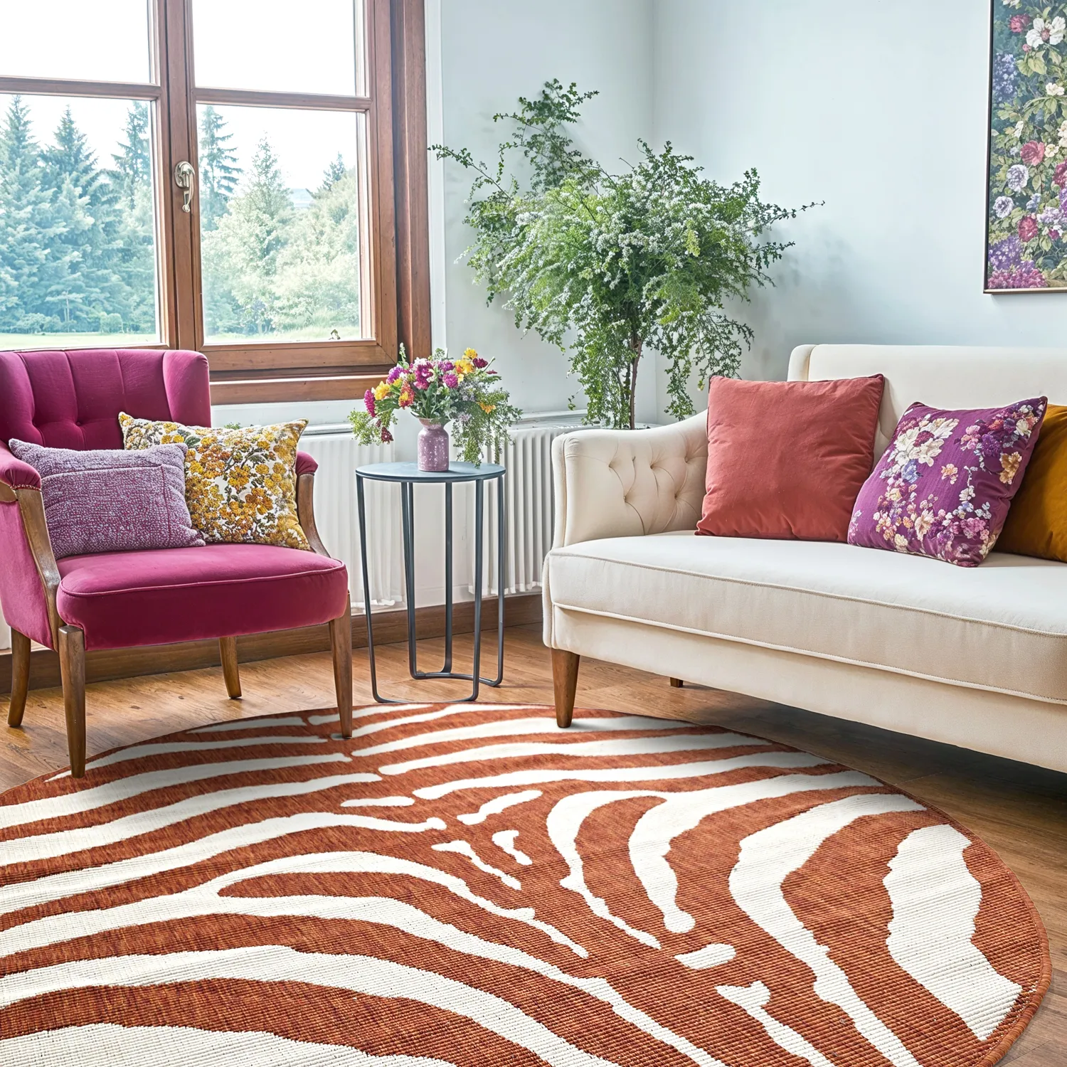 Rund matta - Indoor/Outdoor Winona (orange)