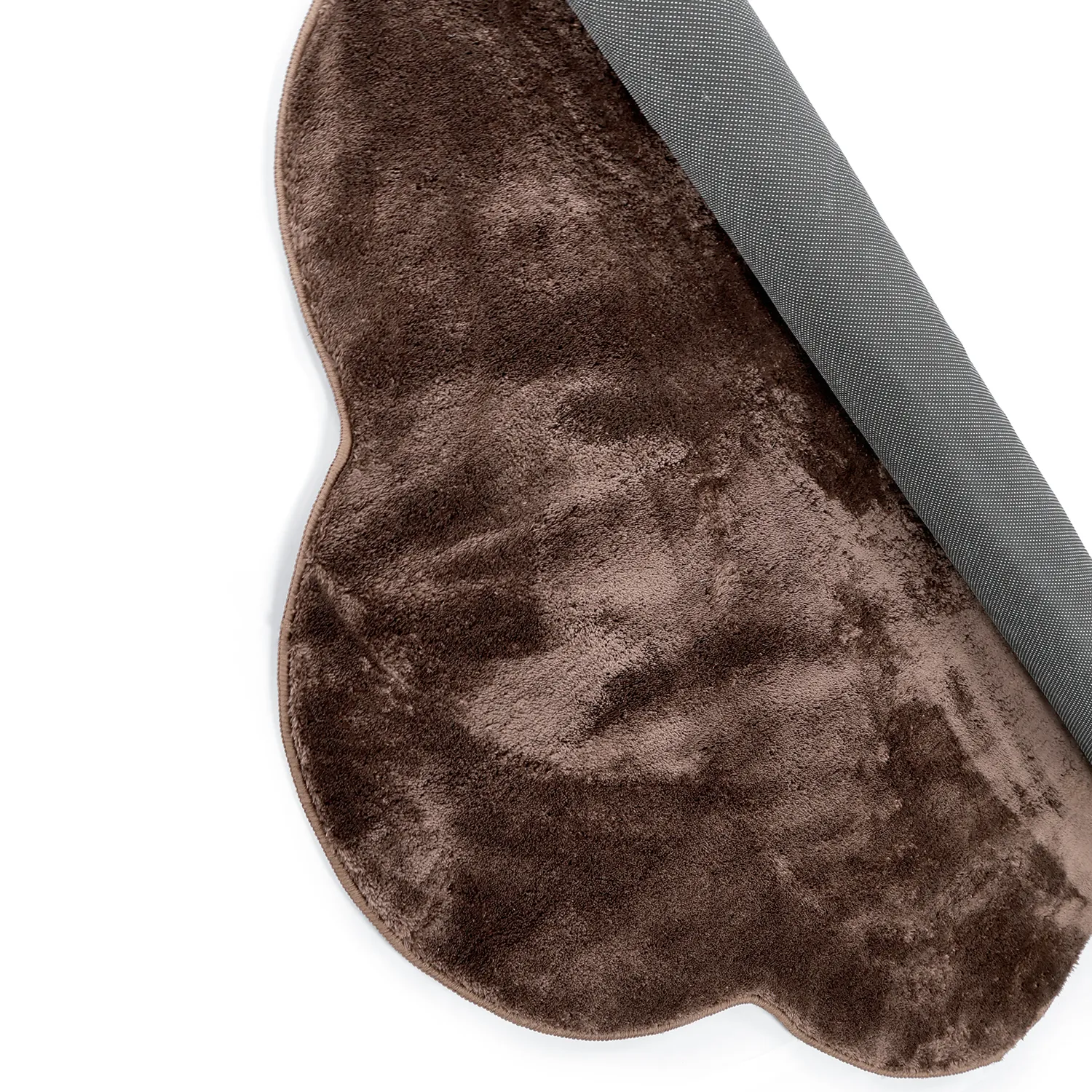 Vågig Rund Matta - Aranga Super Soft Fur (mörkbrun)