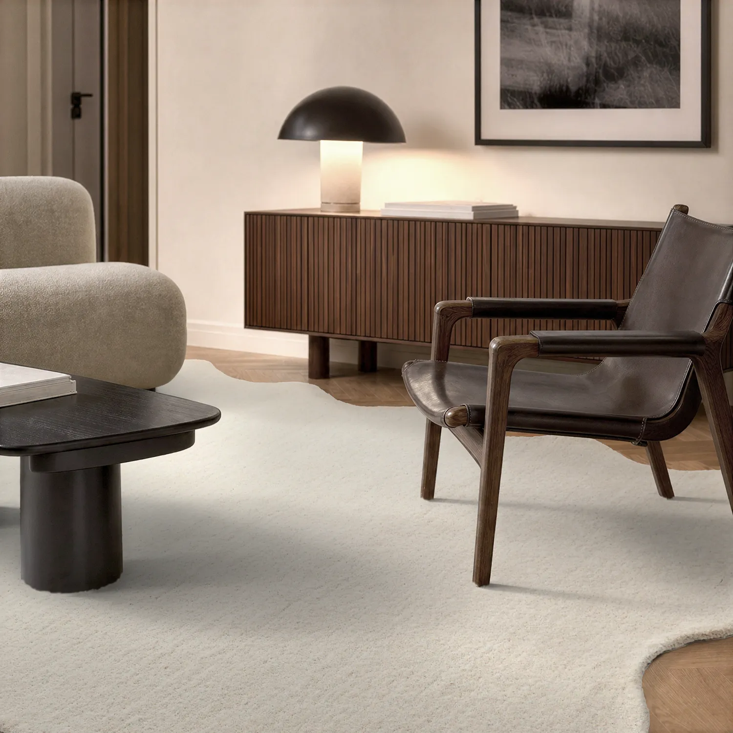 Vågig Ullmatta - Diu Hand Tufted Wool Premium (creme)