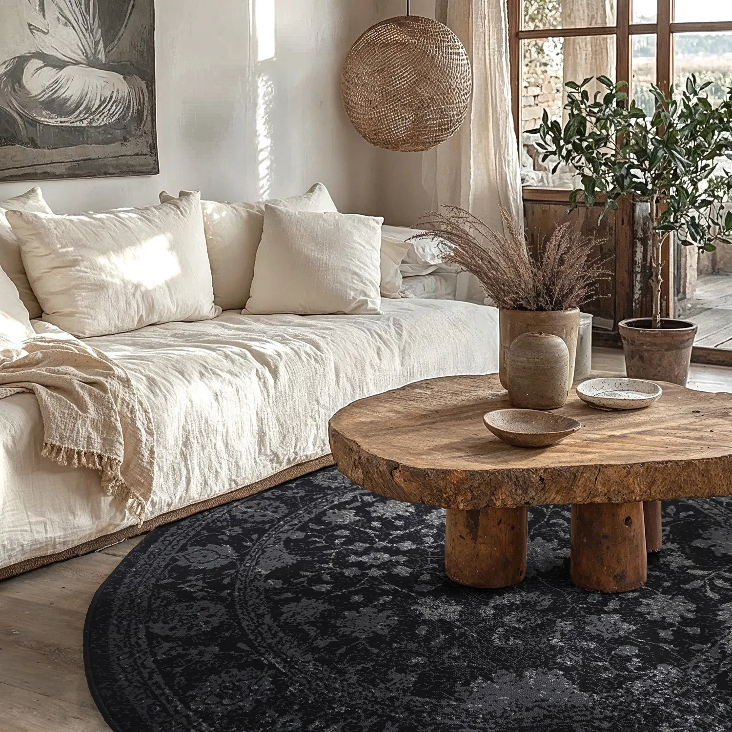 Rund matta - Peking Majestic (svart)
