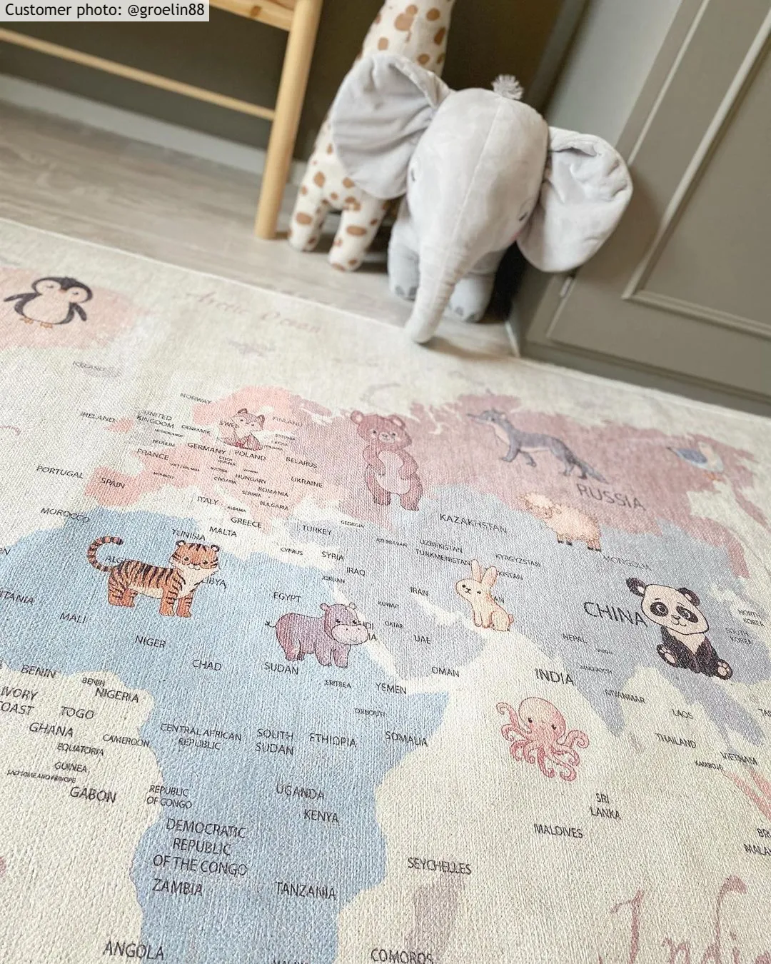 Barnmatta - Animal Map (beige)